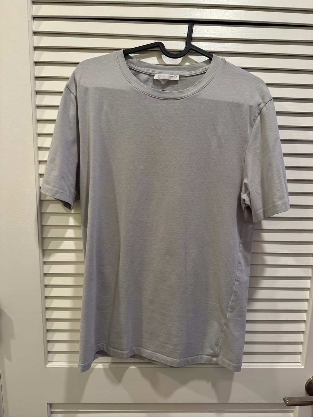 Zara MENs Classic Crewneck T-Shirt - Light Gray- XL
